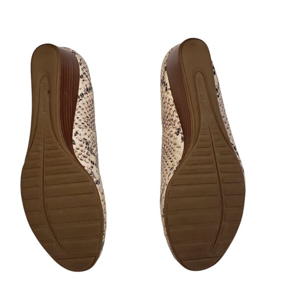 Cole Haan Women's 8.5 Brown Tan Leather Snake Skin Embossed Wedge Heels - Picture 6 of 7